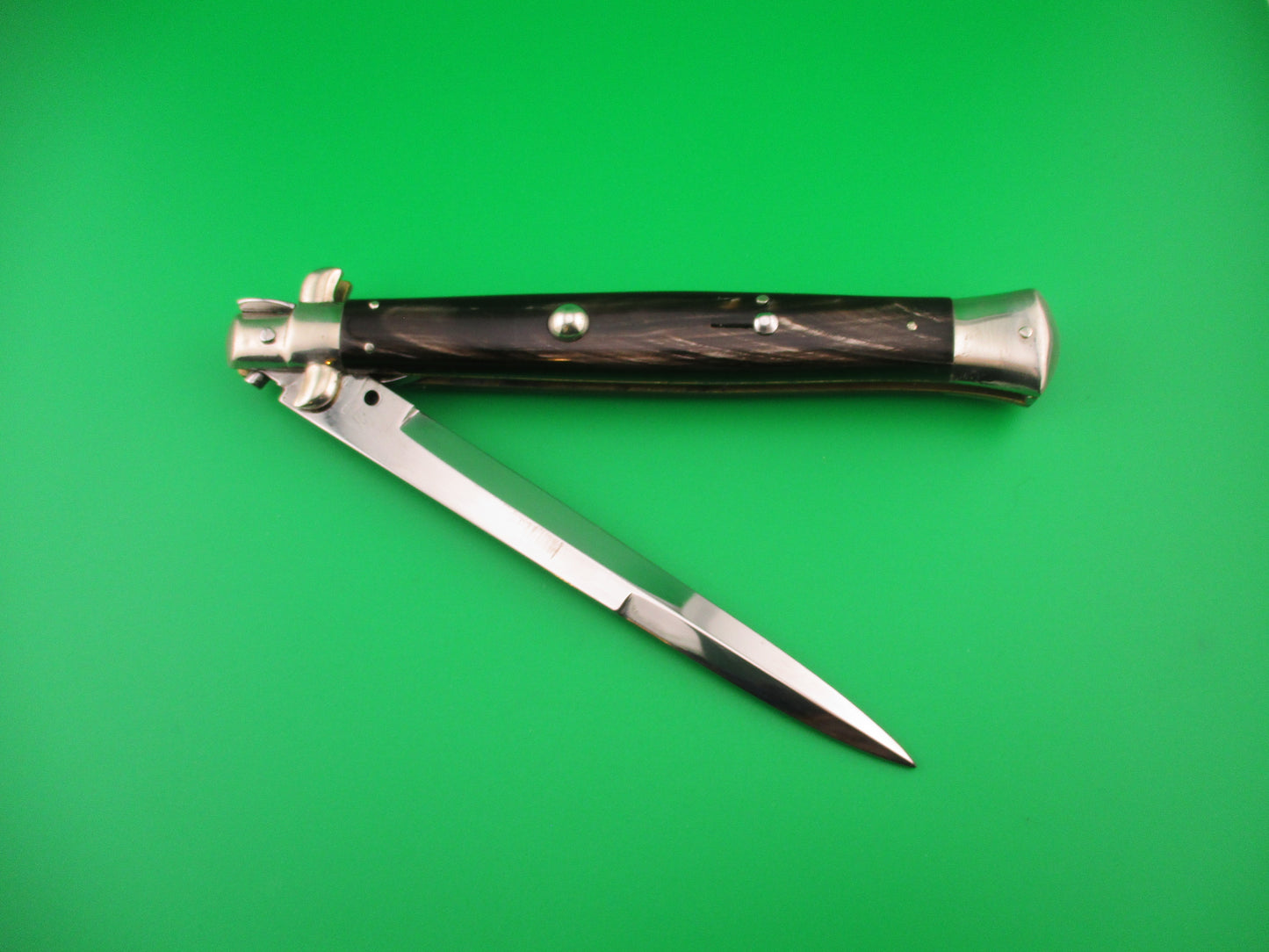 AGA CAMPOLIN 33cm Picklock Stiletto Brown streaked horn NOS automatic knife