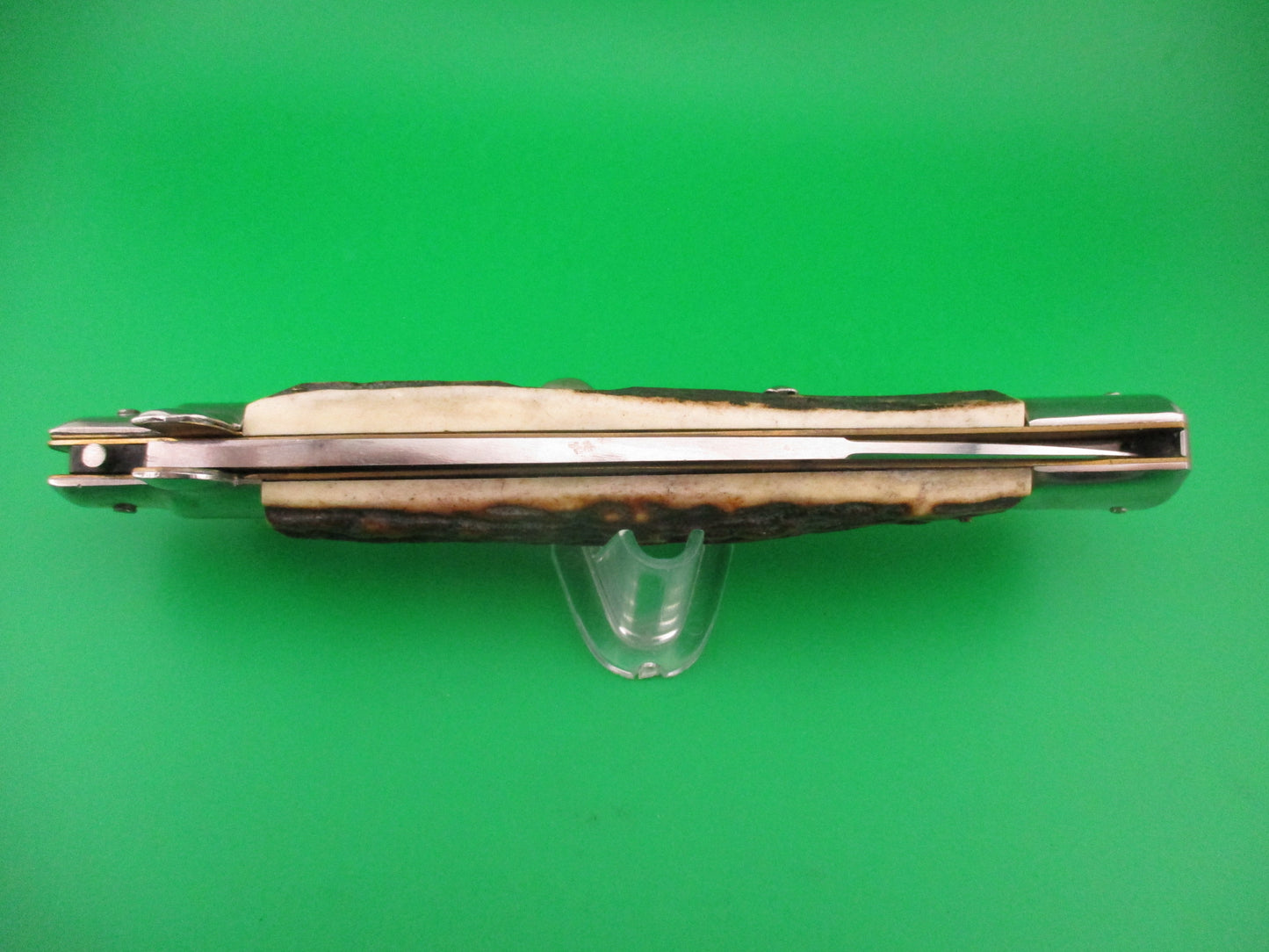 ROSTFREI 38cm Italian Transitional Stag swivel bolster vintage automatic knife