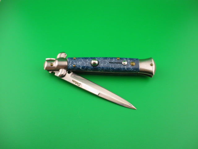 Stiletto 22cm Italian style stiletto Vintage Blue marbled switchblade kit knife