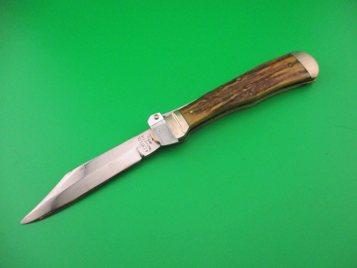 Aerial AC MFG Co Marinette, WIS Stag Lever K112 switchblade knife