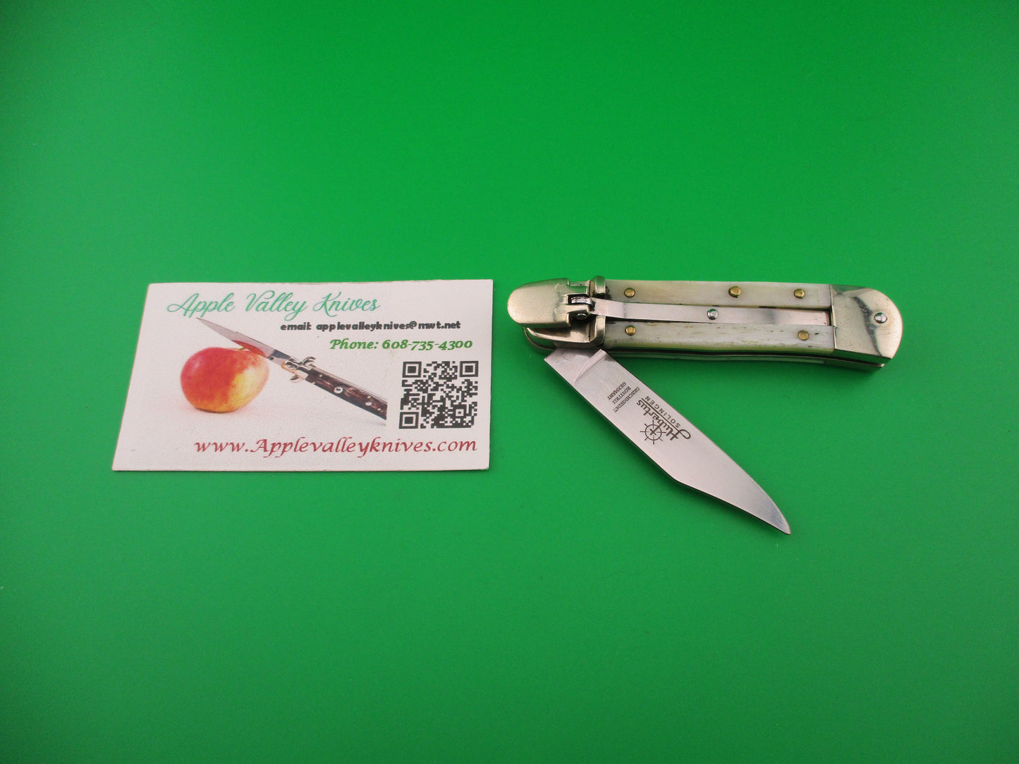 Hubertus SOLINGEN 8cm German Lever Smooth Bone automatic knife in box