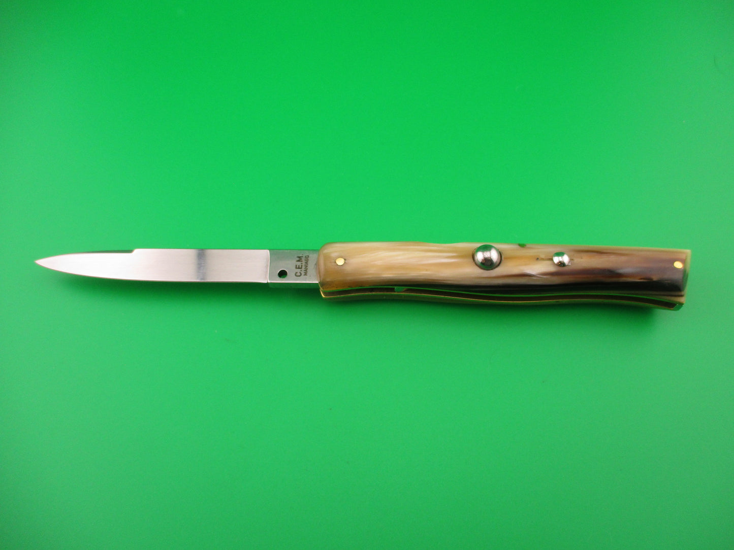 CEM MANIAGO 21cm Italian lockback Honey & Cream horn DM automatic knife