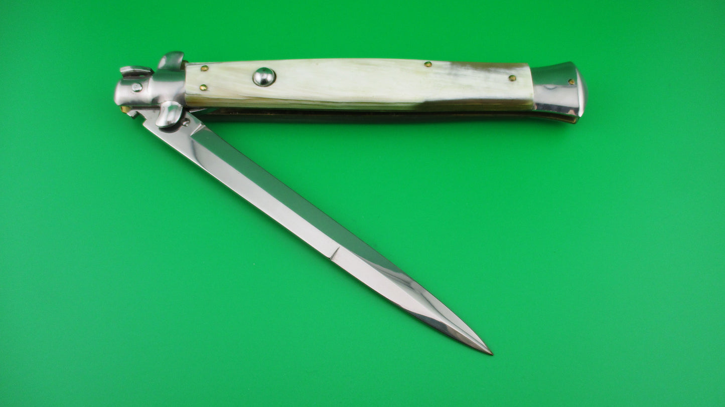 Sterile 33cm Italian Stiletto Swivel Bolster Honey horn switchblade knife no safety