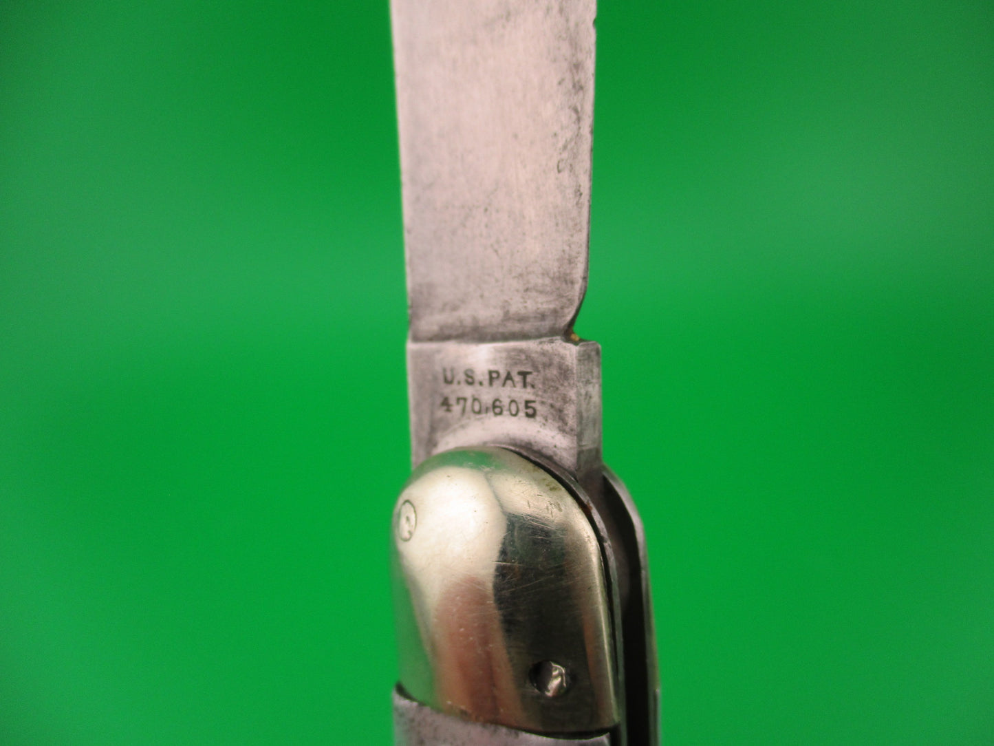 Press Button Knife Co One Arm Man antique switchblade knife Civil War ETCHED