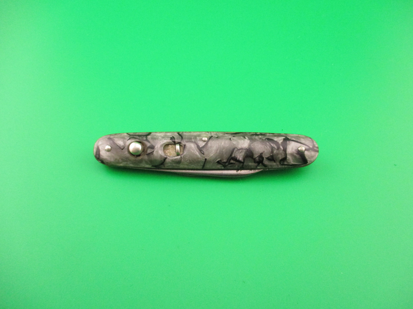 PRESTO Double #600 Smoke & Ice Celluloid vintage automatic knife