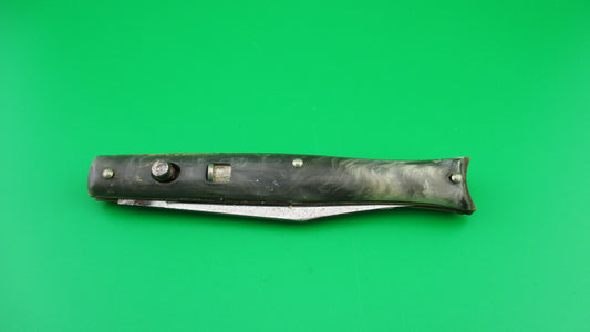 Edgemaster Fishtail Grey swirl 1940s Vintage American switchblade knife