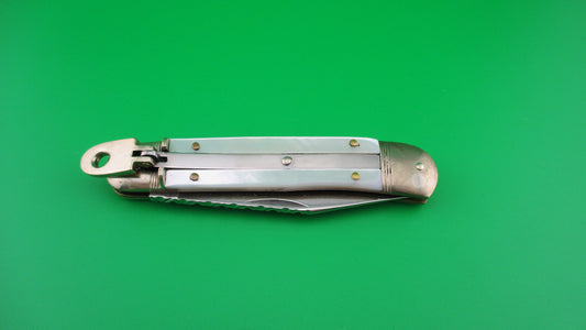 Hubertus Solingen 10cm German Lever Mother of Pearl automatic knife