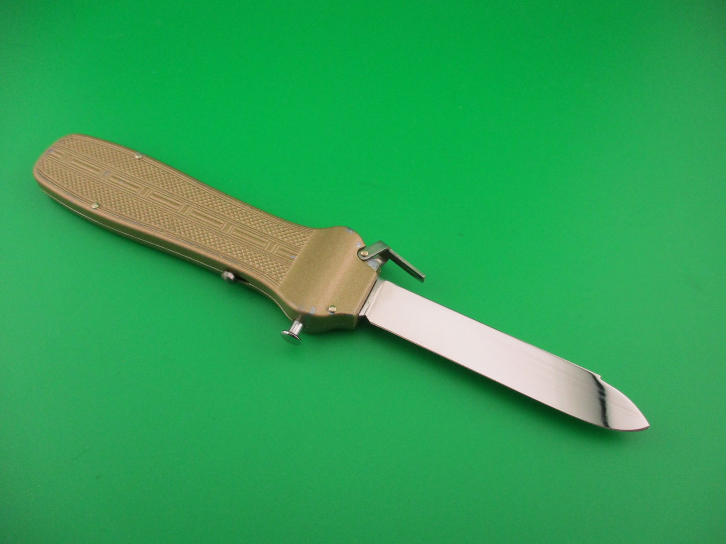 ROB KLAAS Kissing Crane 21cm Trapdoor OTF Gold smaller model automatic knife