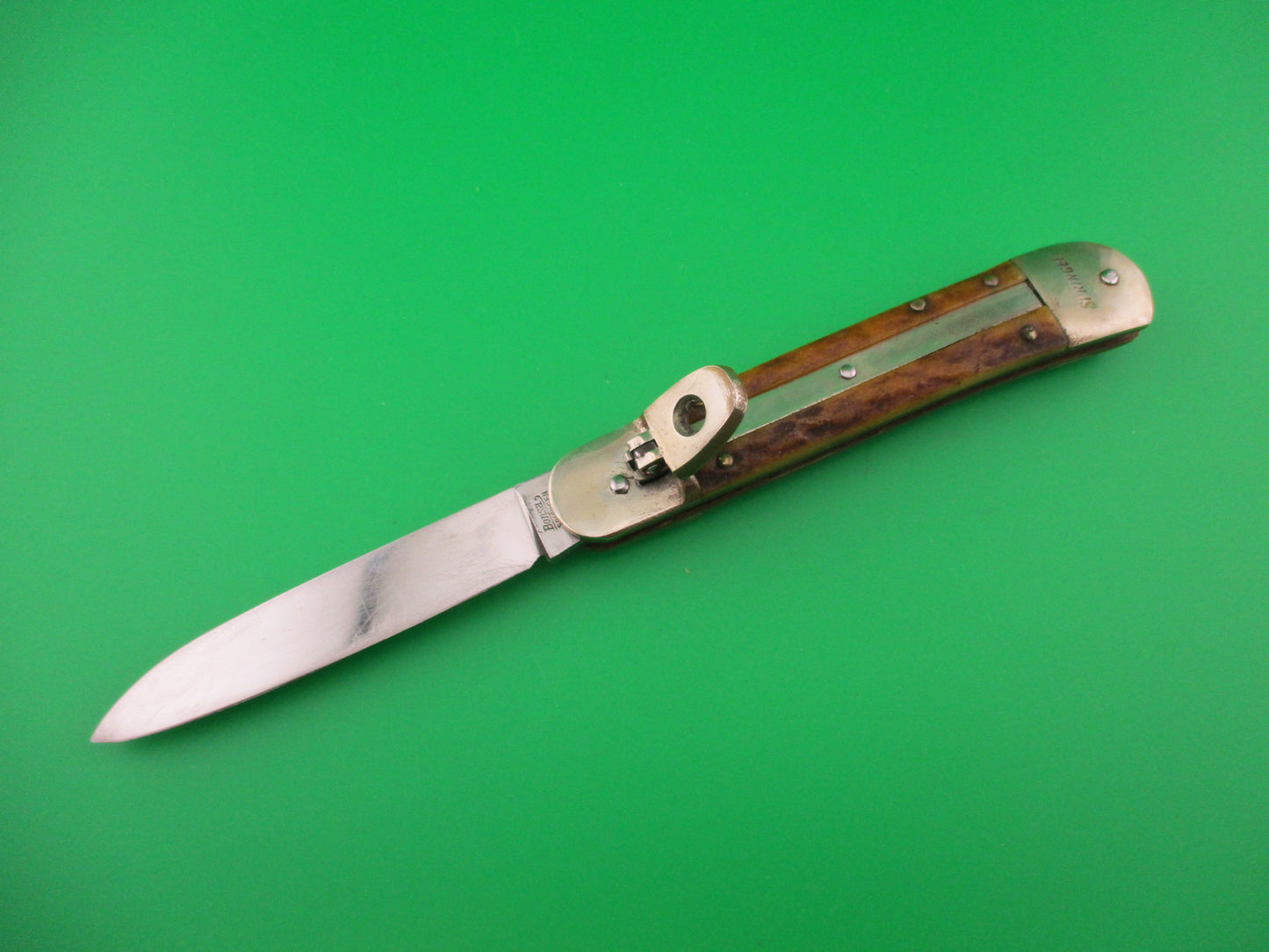 Bonsa 10cm German SPRINGER Lever Stag Vintage automatic knife