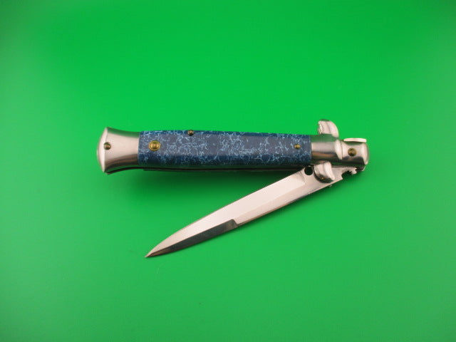 Stiletto 22cm Italian style stiletto Vintage Blue marbled switchblade kit knife