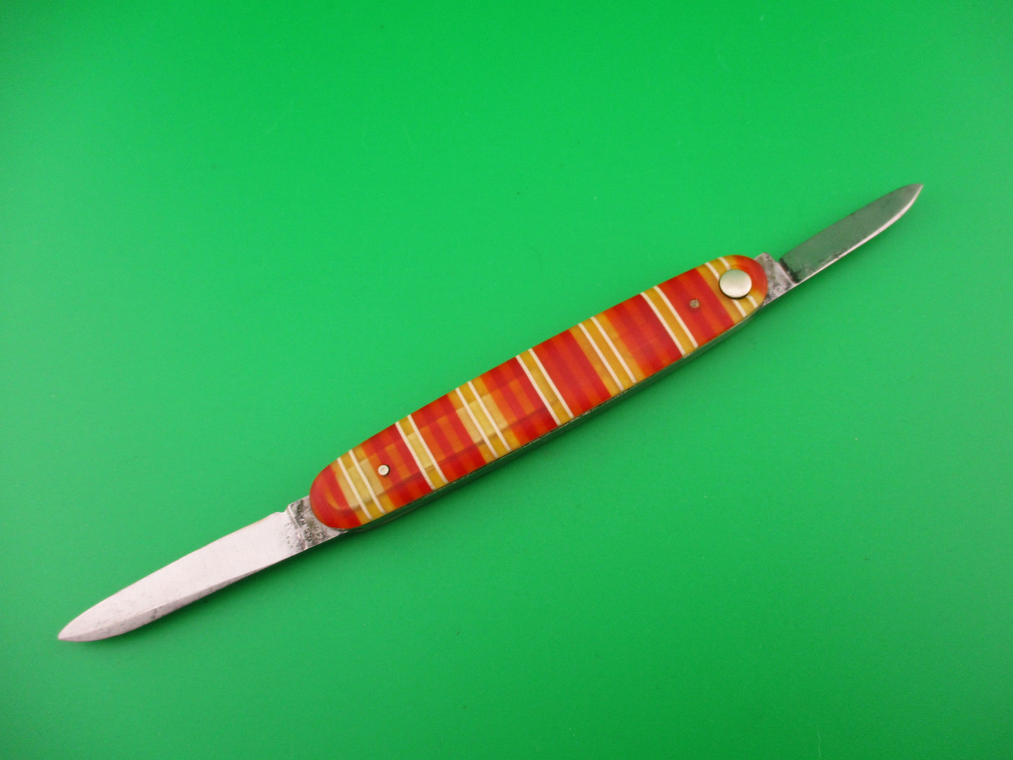 Press Button Knife Co medium double Candystripe antique automatic knife