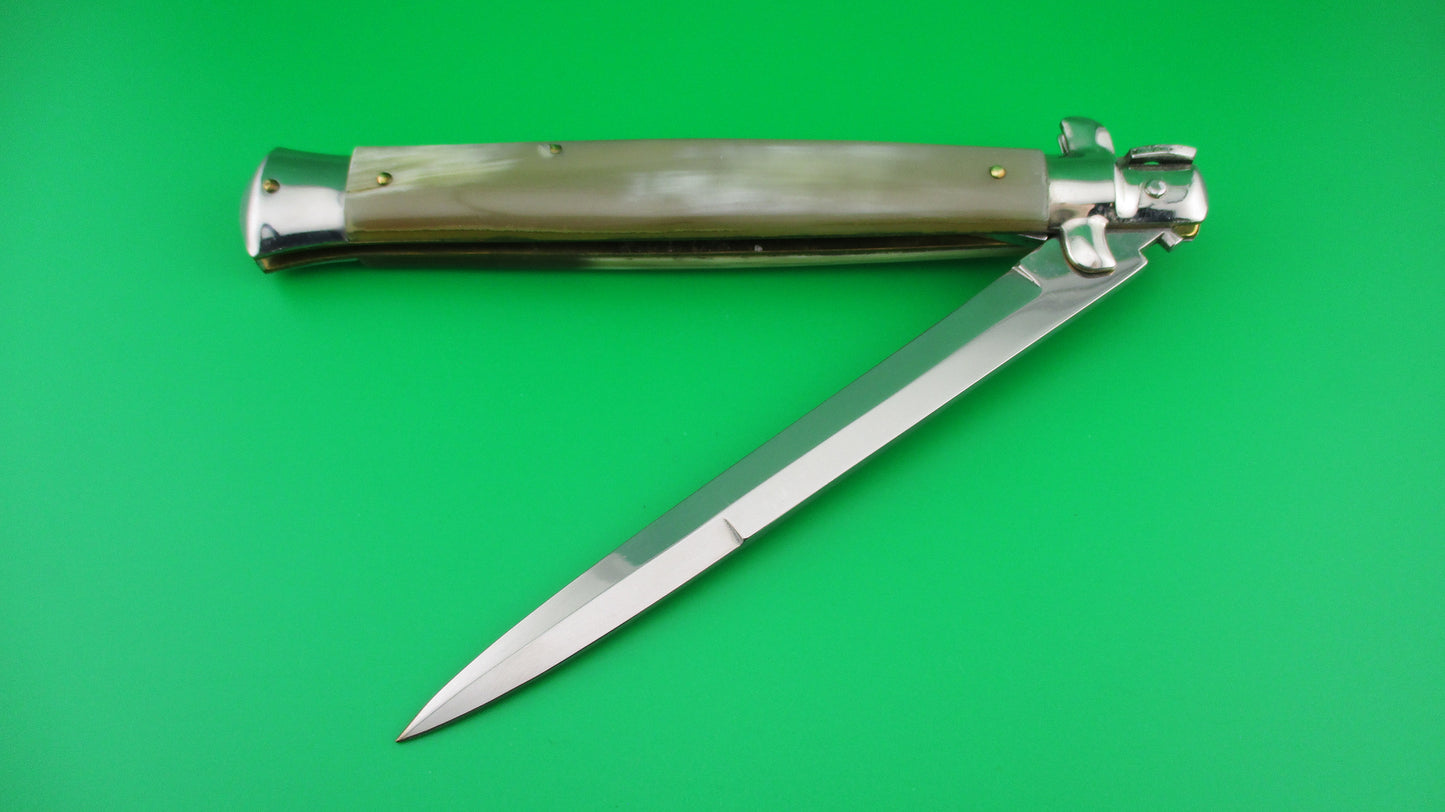 Sterile 33cm Italian Stiletto Swivel Bolster Honey horn switchblade knife no safety