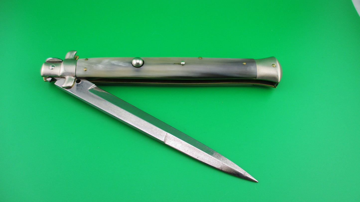 z ROMO ITALY 33cm Italian Picklock Milky Light Horn vintage 1950s automatic knife