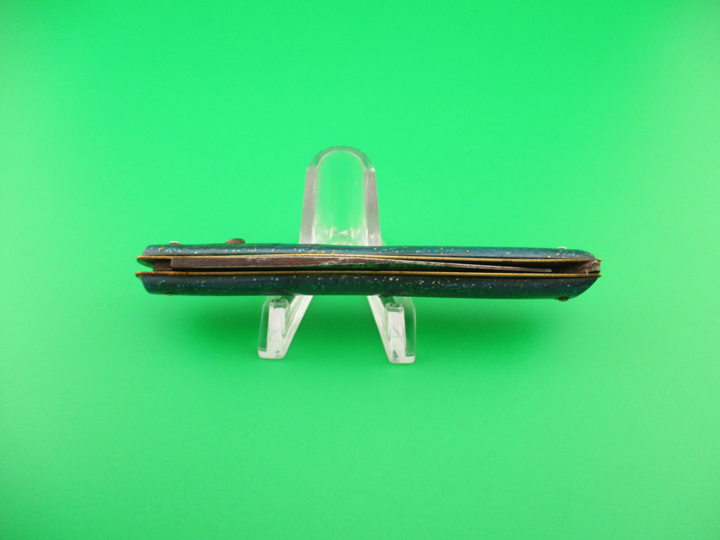 Edgemaster Fishtail Blue Sparkle vintage switchblade knife model 301