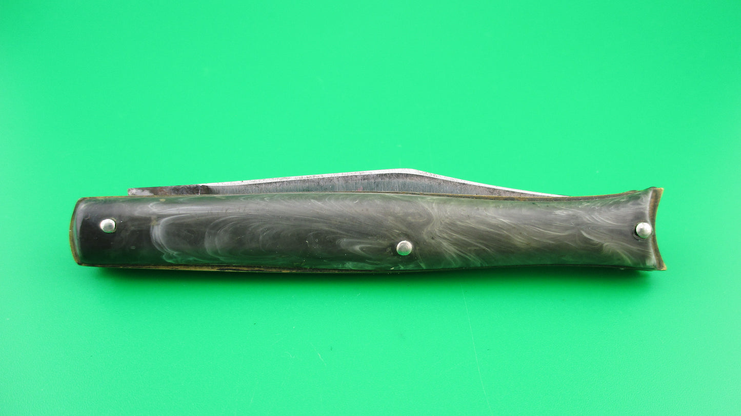 Edgemaster Fishtail Grey swirl 1940s Vintage American switchblade knife