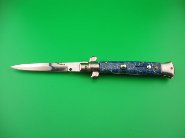 Stiletto 22cm Italian style stiletto Vintage Blue marbled switchblade kit knife