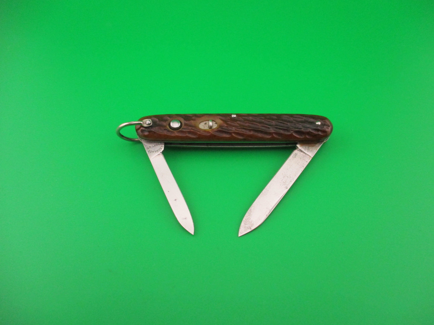 PRESTO Official Girl Scout double automatic knife Vintage early 1940s jigged bone