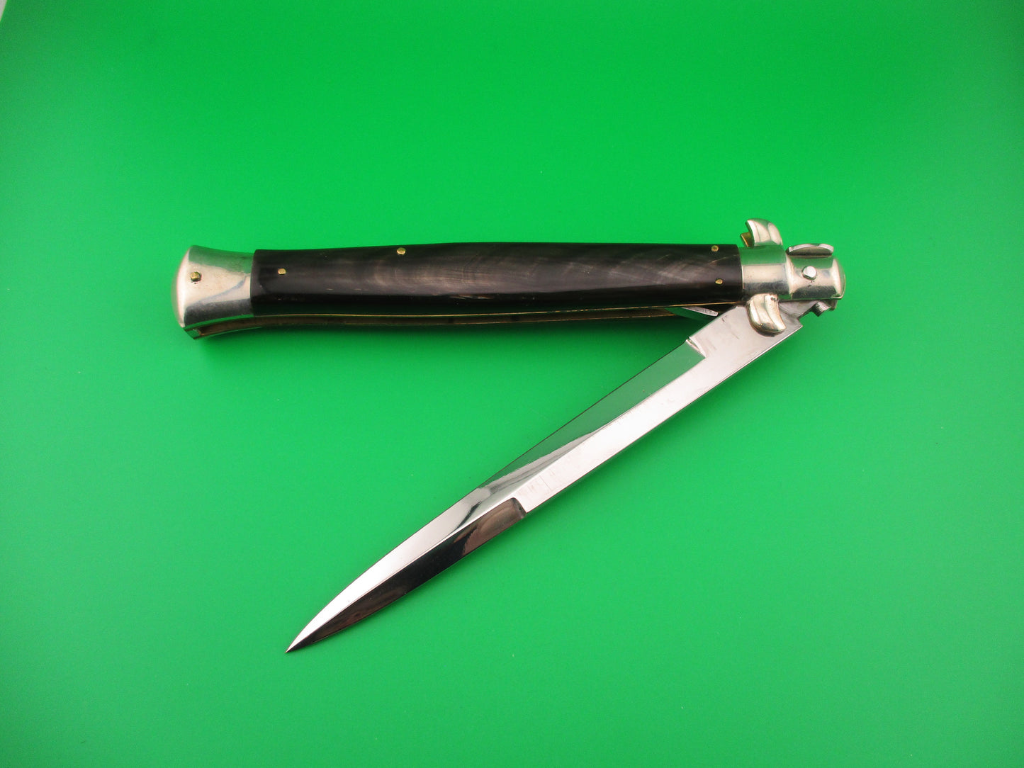 z AGA CAMPOLIN 33cm Picklock Prototype Brown streaked horn NOS automatic knife