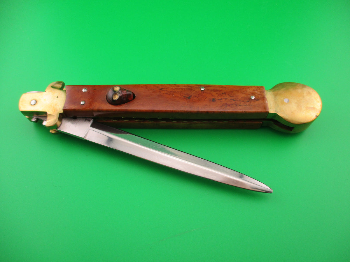 Italy 34cm Italian swivel bolster Customized Dagger Skull button automatic knife