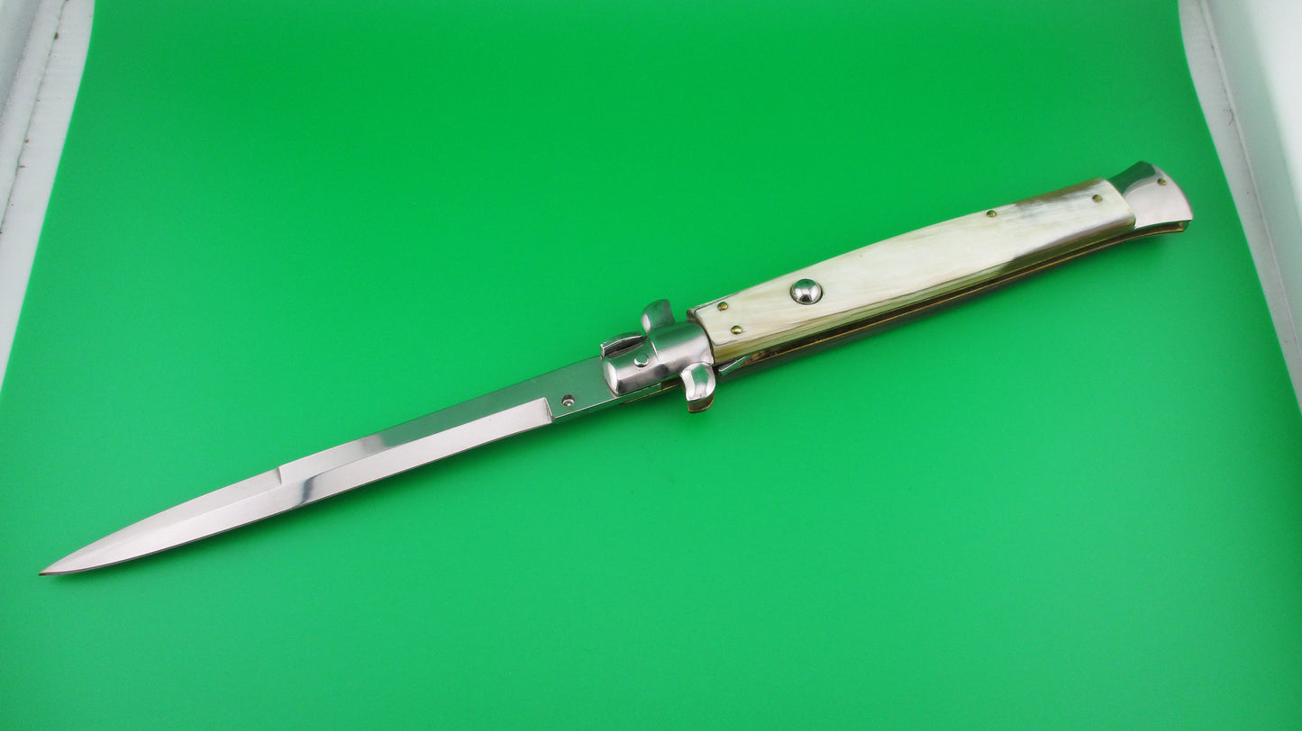 Sterile 33cm Italian Stiletto Swivel Bolster Honey horn switchblade knife no safety