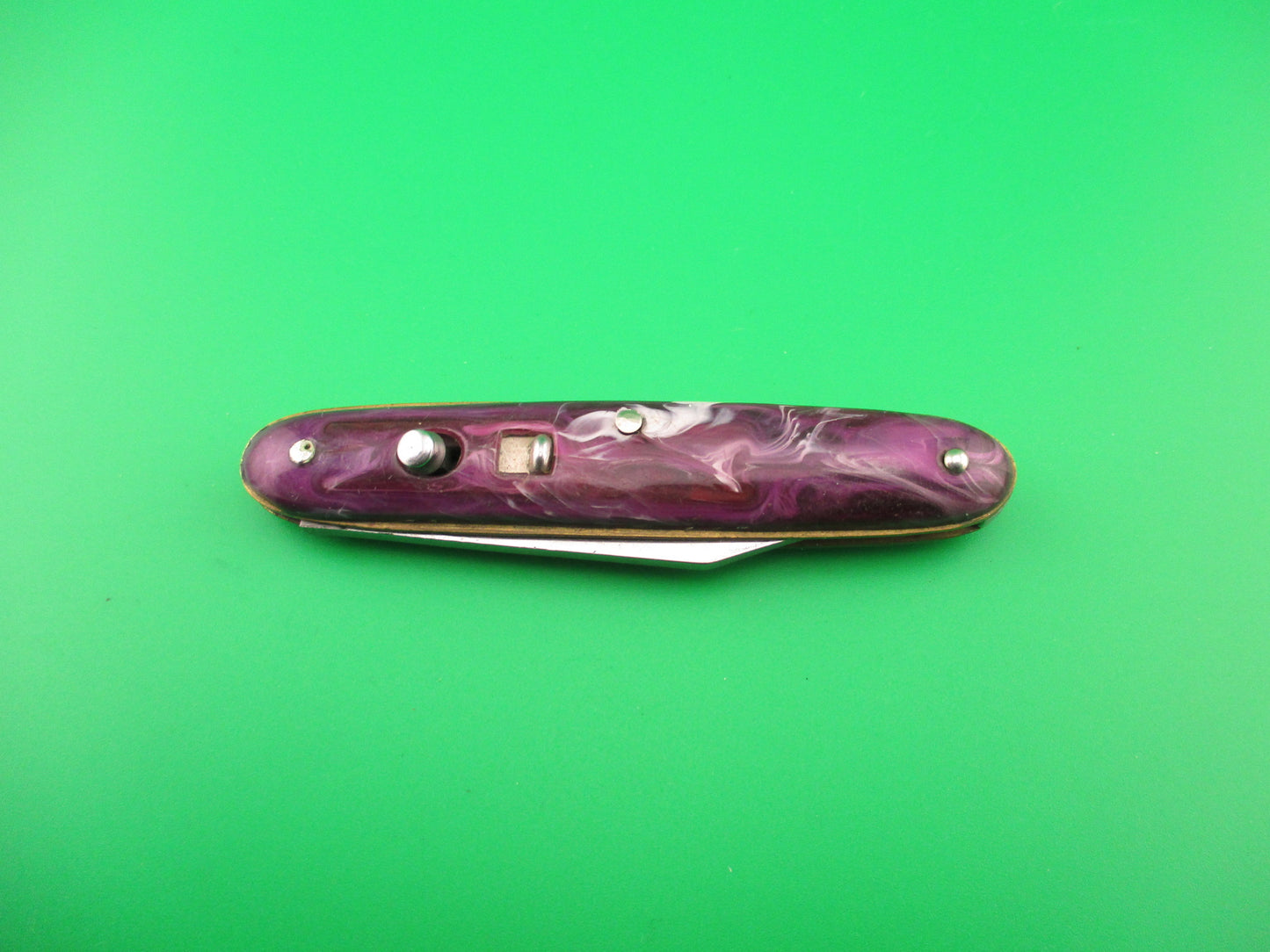 Edgemaster USA Cigar Jack Purple Swirl 1940s vintage automatic knife