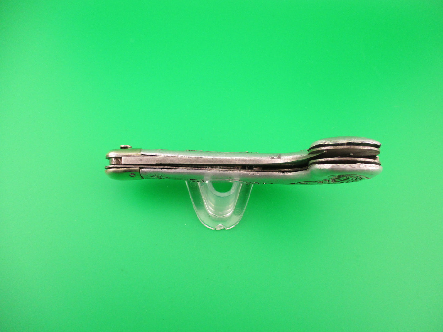 Press Button Knife Co One Arm Man antique switchblade knife Civil War ETCHED