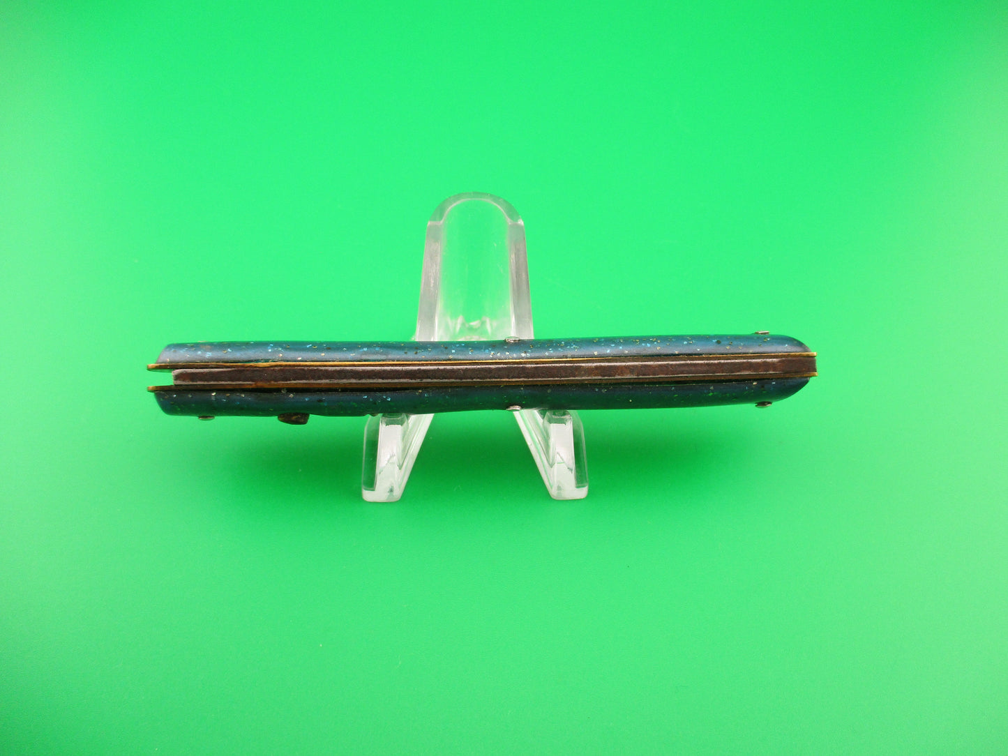 Edgemaster Fishtail Blue Sparkle vintage switchblade knife model 301