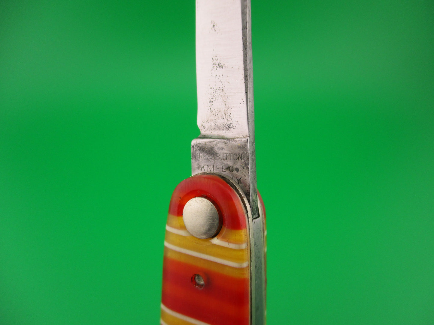 Press Button Knife Co medium double Candystripe antique automatic knife