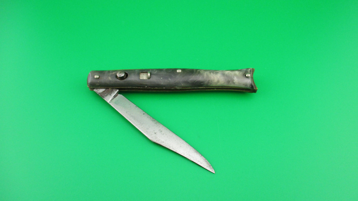 Edgemaster Fishtail Grey swirl 1940s Vintage American switchblade knife