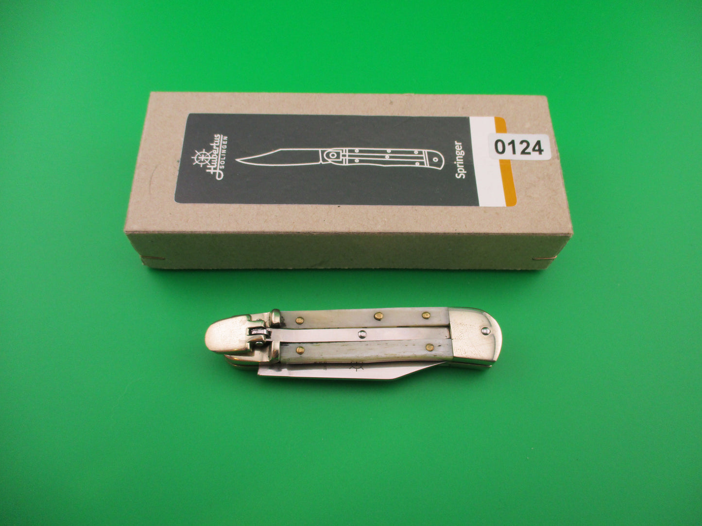 Hubertus SOLINGEN 8cm German Lever Smooth Bone automatic knife in box