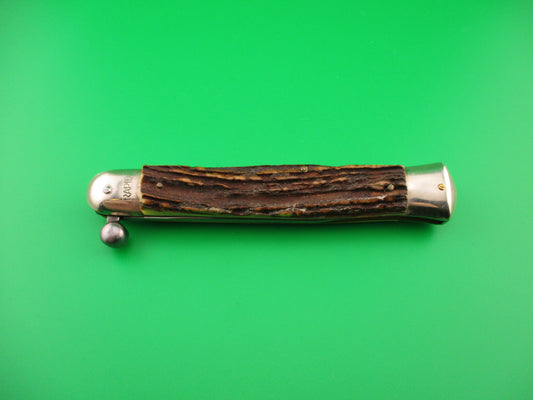 Rostfrei (slant) RAPID 25cm Italian Stag Knob manual Flip Open vintage knife