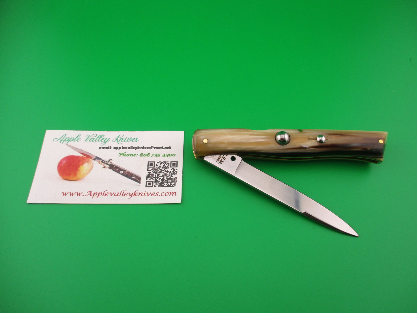 CEM MANIAGO 21cm Italian lockback Honey & Cream horn DM automatic knife