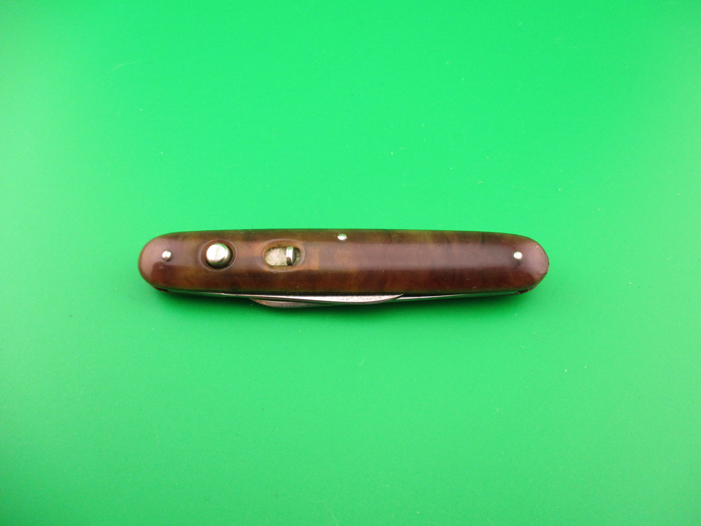 SCHRADE CUT CO Medium Double Caramel swirl celluloid double vintage switchblade