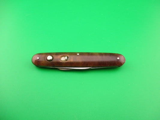 SCHRADE CUT CO Medium Double Caramel swirl celluloid double vintage switchblade