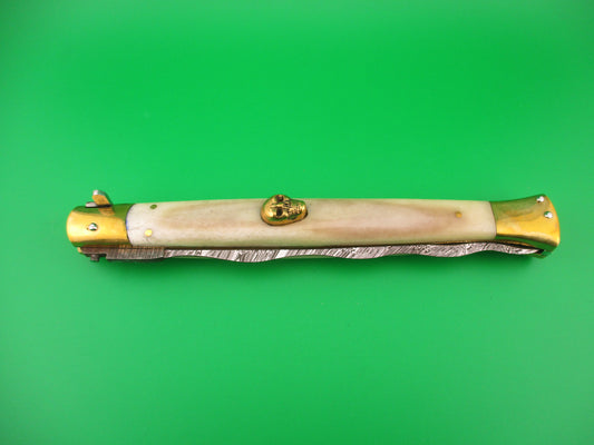 35cm Skull Button Wicked Stiletto Dagger Smooth bone Custom automatic knife