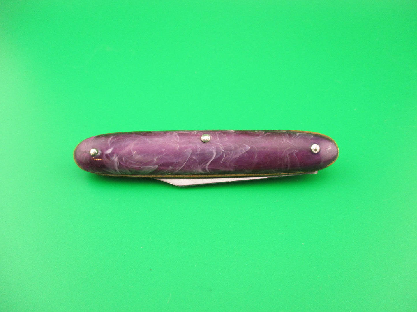 Edgemaster USA Cigar Jack Purple Swirl 1940s vintage automatic knife