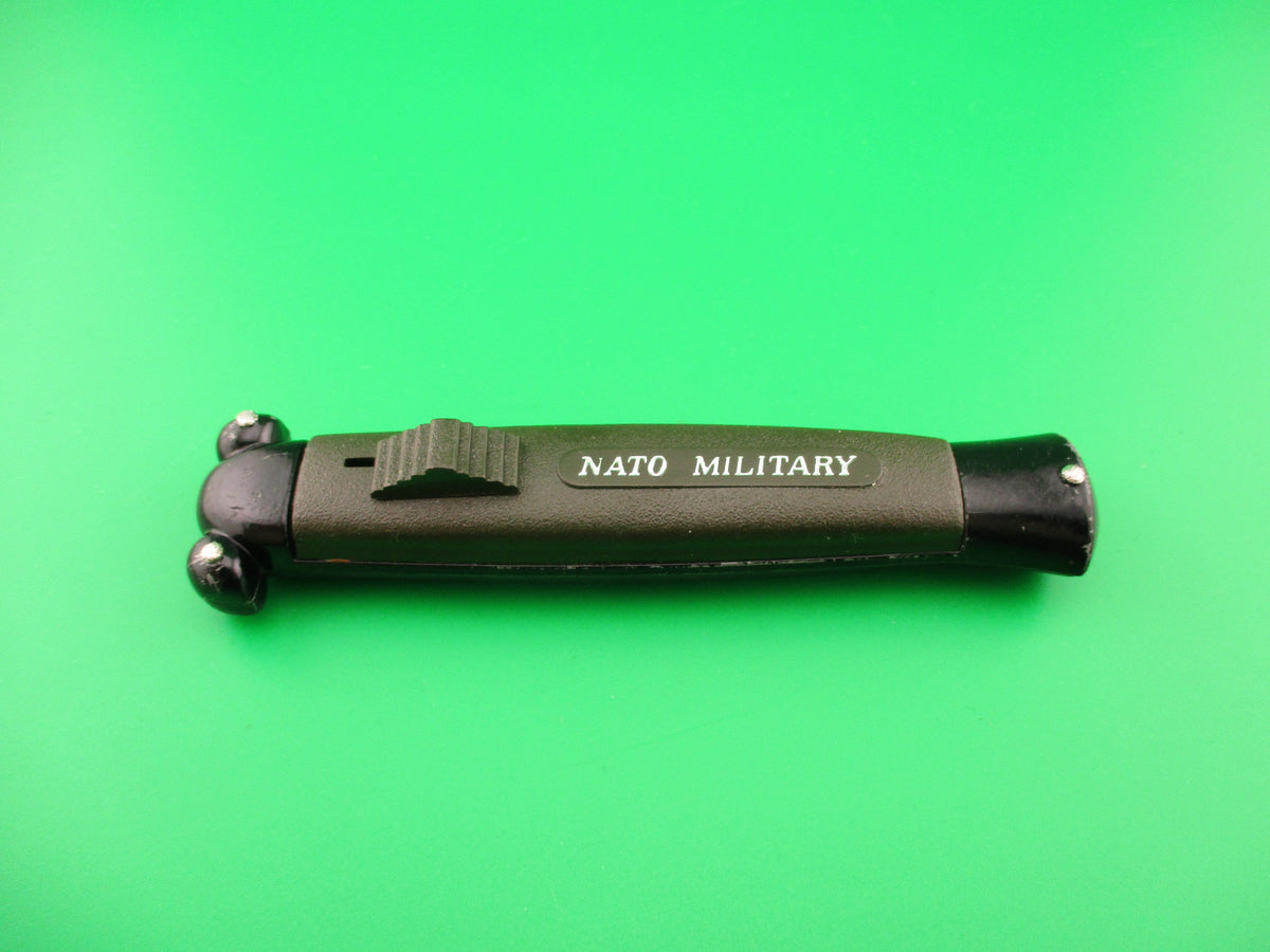 STAINLESS STEEL 20cm NATO MILITARY DA OTF green automatic knife black bolsters