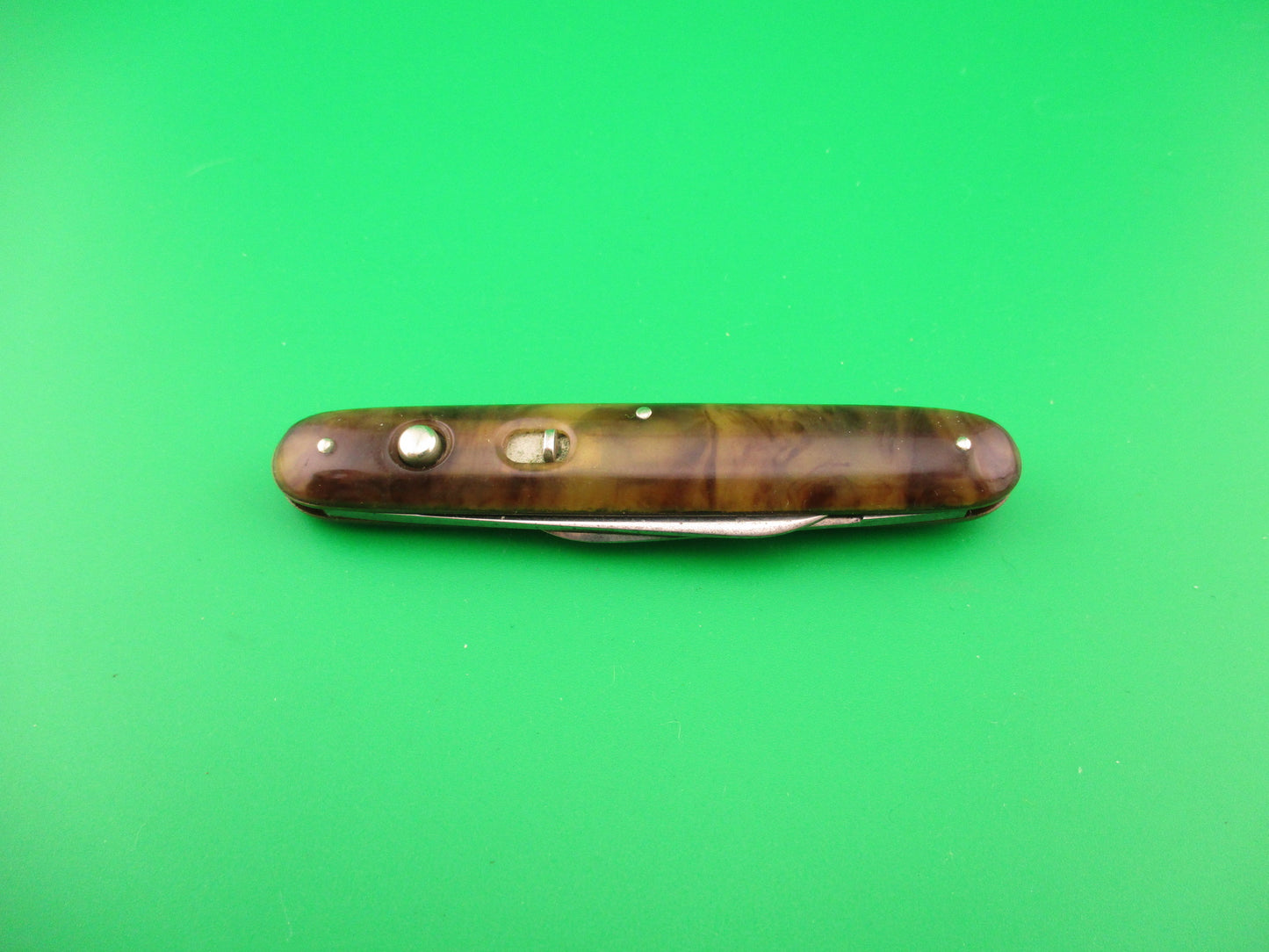 SCHRADE CUT CO Medium Double Caramel swirl celluloid double vintage switchblade