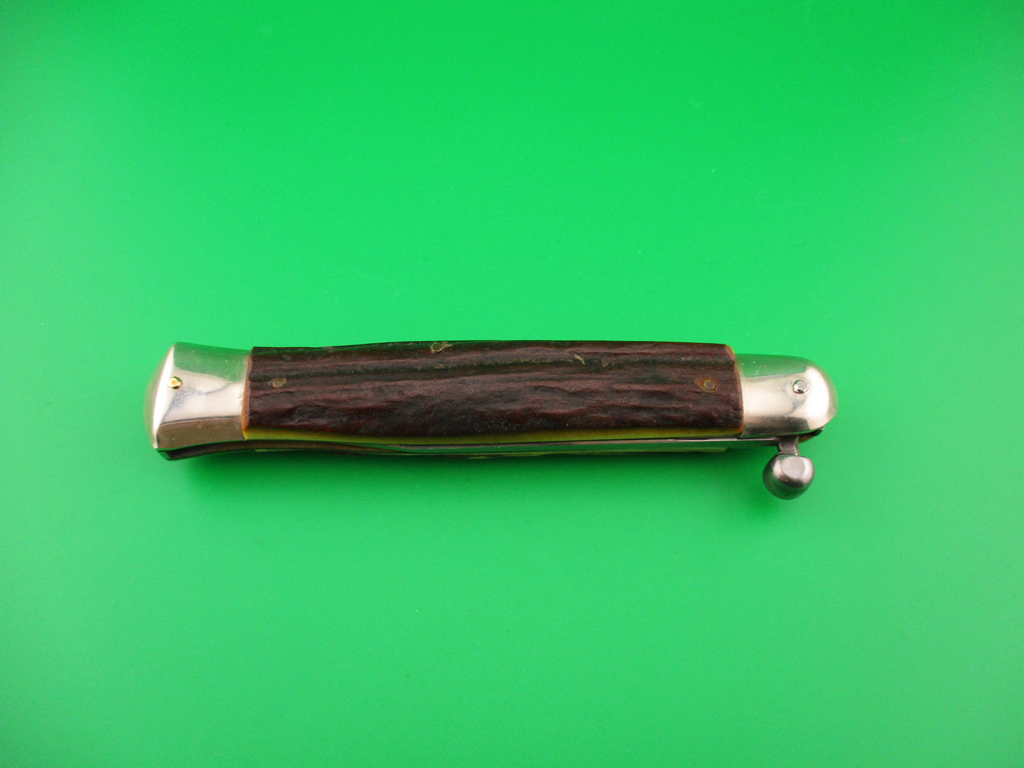 Rostfrei (slant) RAPID 25cm Italian Stag Knob manual Flip Open vintage knife