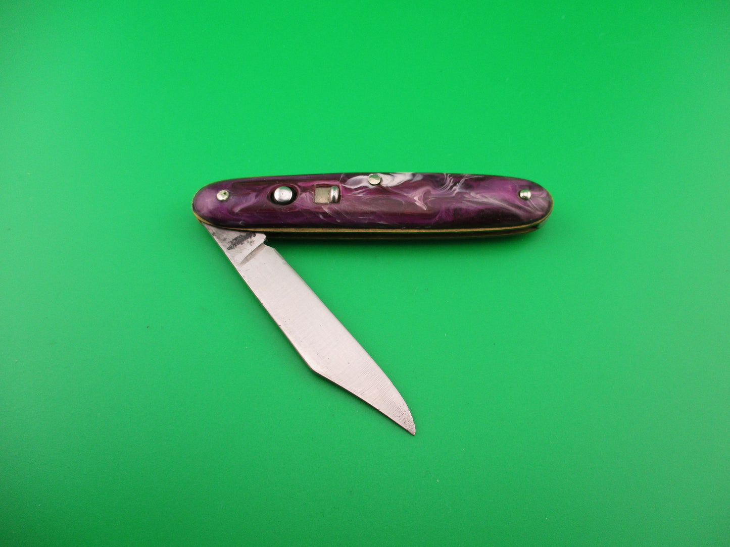 Edgemaster USA Cigar Jack Purple Swirl 1940s vintage automatic knife