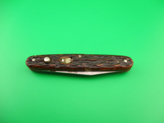 PRESTO #610ST Cigar Jack Jigged bone single blade automatic knife