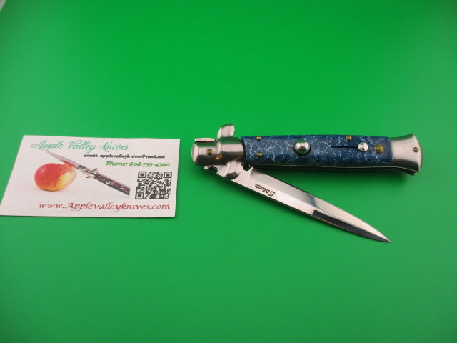 Stiletto 22cm Italian style stiletto Vintage Blue marbled switchblade kit knife