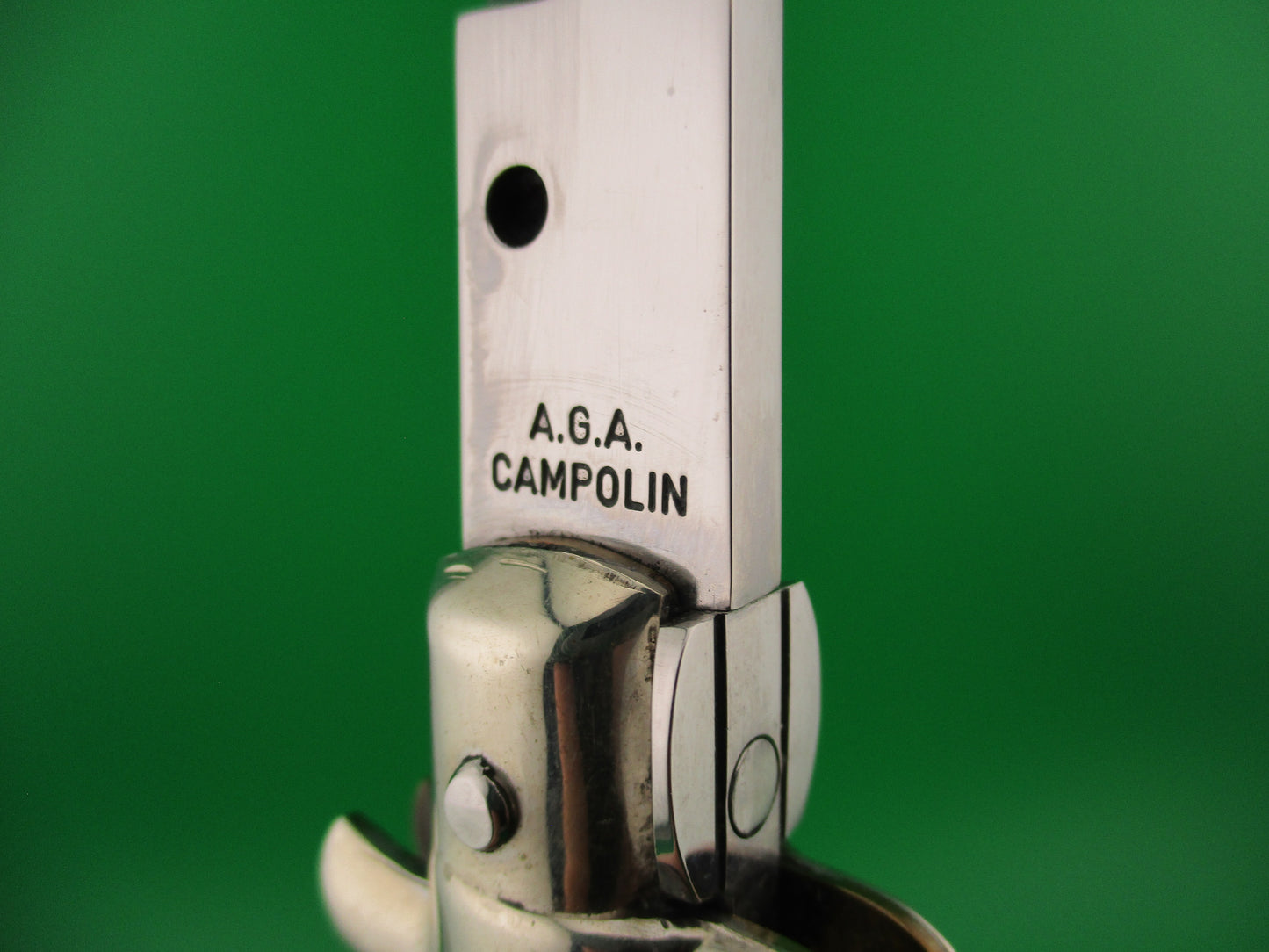 z AGA CAMPOLIN 33cm Picklock Prototype Brown streaked horn NOS automatic knife