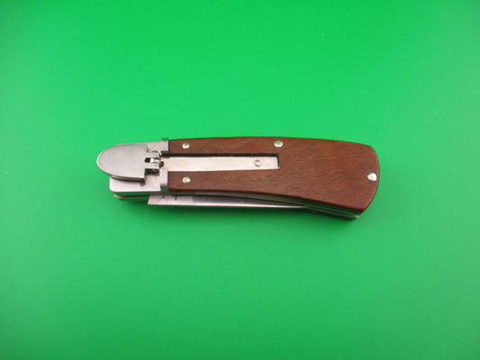 J W Custom 7 inch Lever Release Wood scaled hand made automatic knife