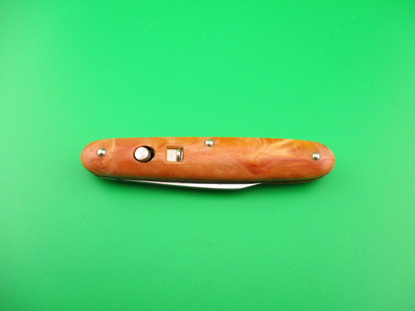 Edgemaster Cigar Jack 1940s Vintage Light Caramel swirl switchblade knife