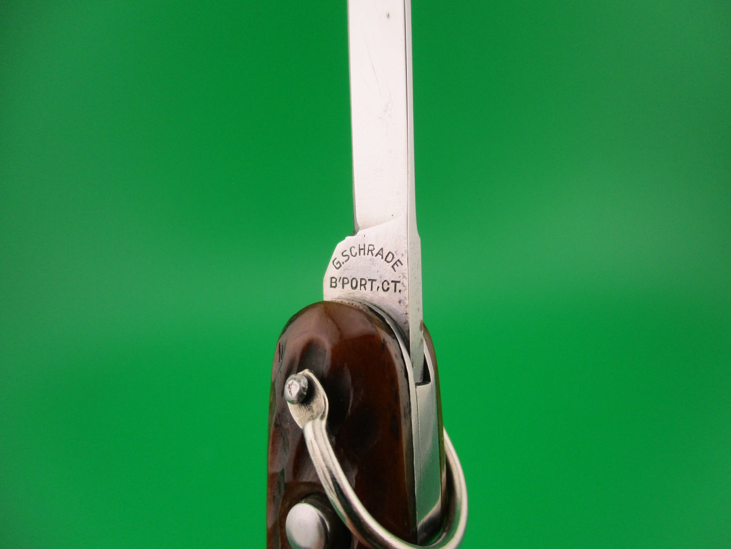 PRESTO Official Girl Scout double automatic knife Vintage early 1940s jigged bone