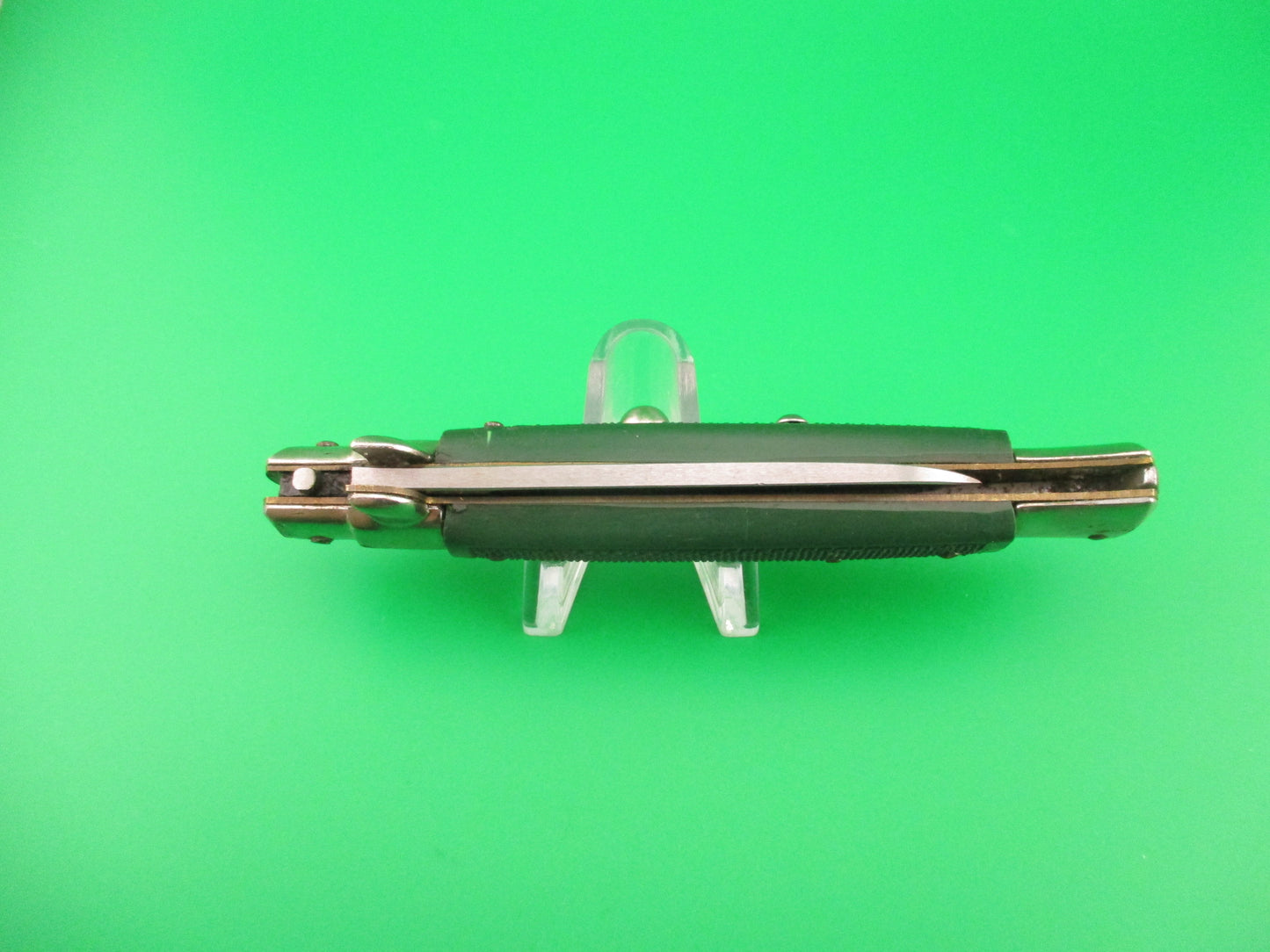 Sterile 21cm Italian Moletta style Green checkered vintage Spear point automatic knife