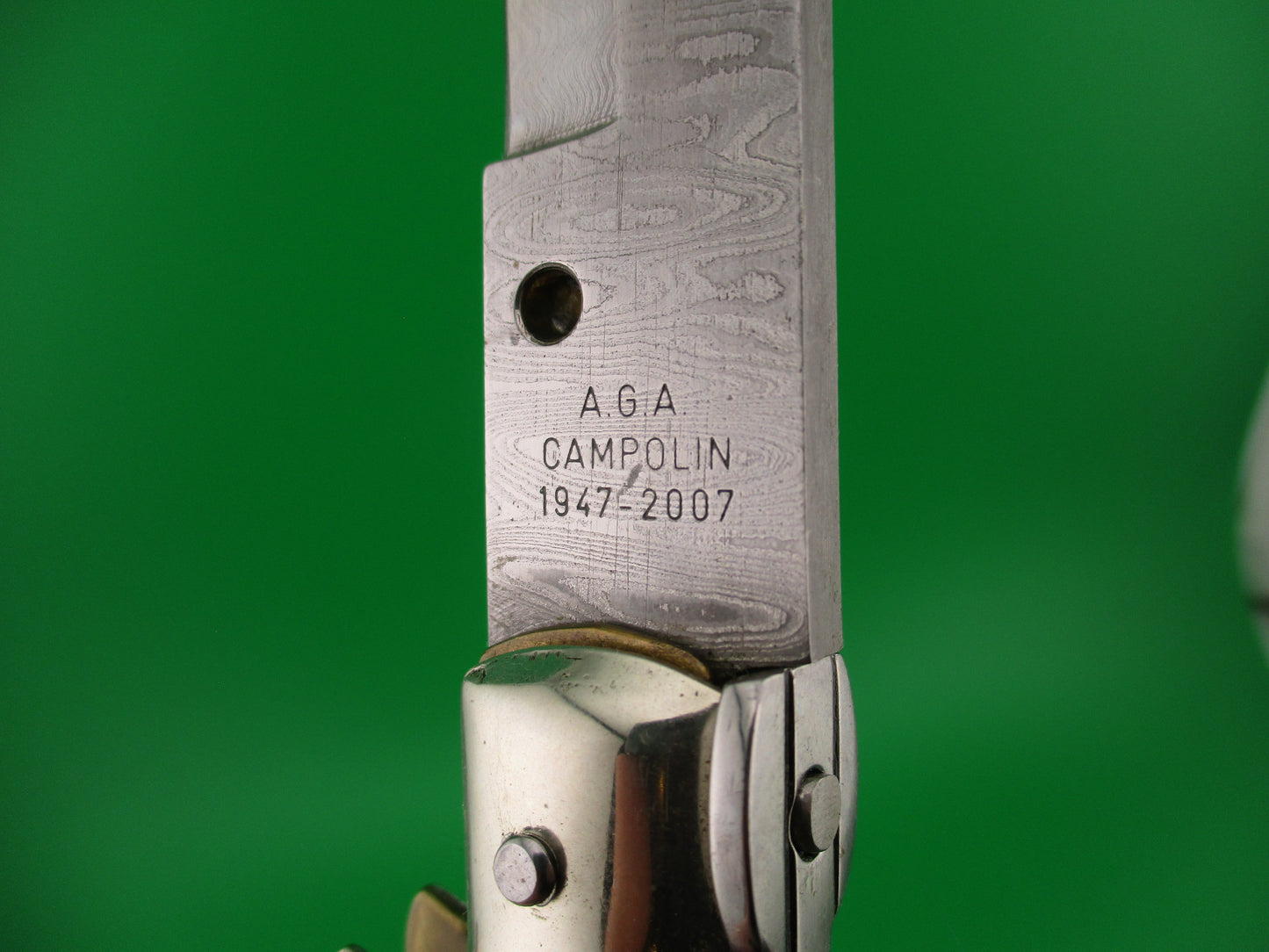 AGA CAMPOLIN 45cm Italian Swivel bolster Damascus bayonet 60th Anniv Automatic knife