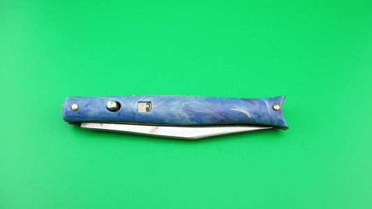 COLONIAL SHUR-SNAP Fishtail 1st Gen Blue Purple White swirl switchblade knife