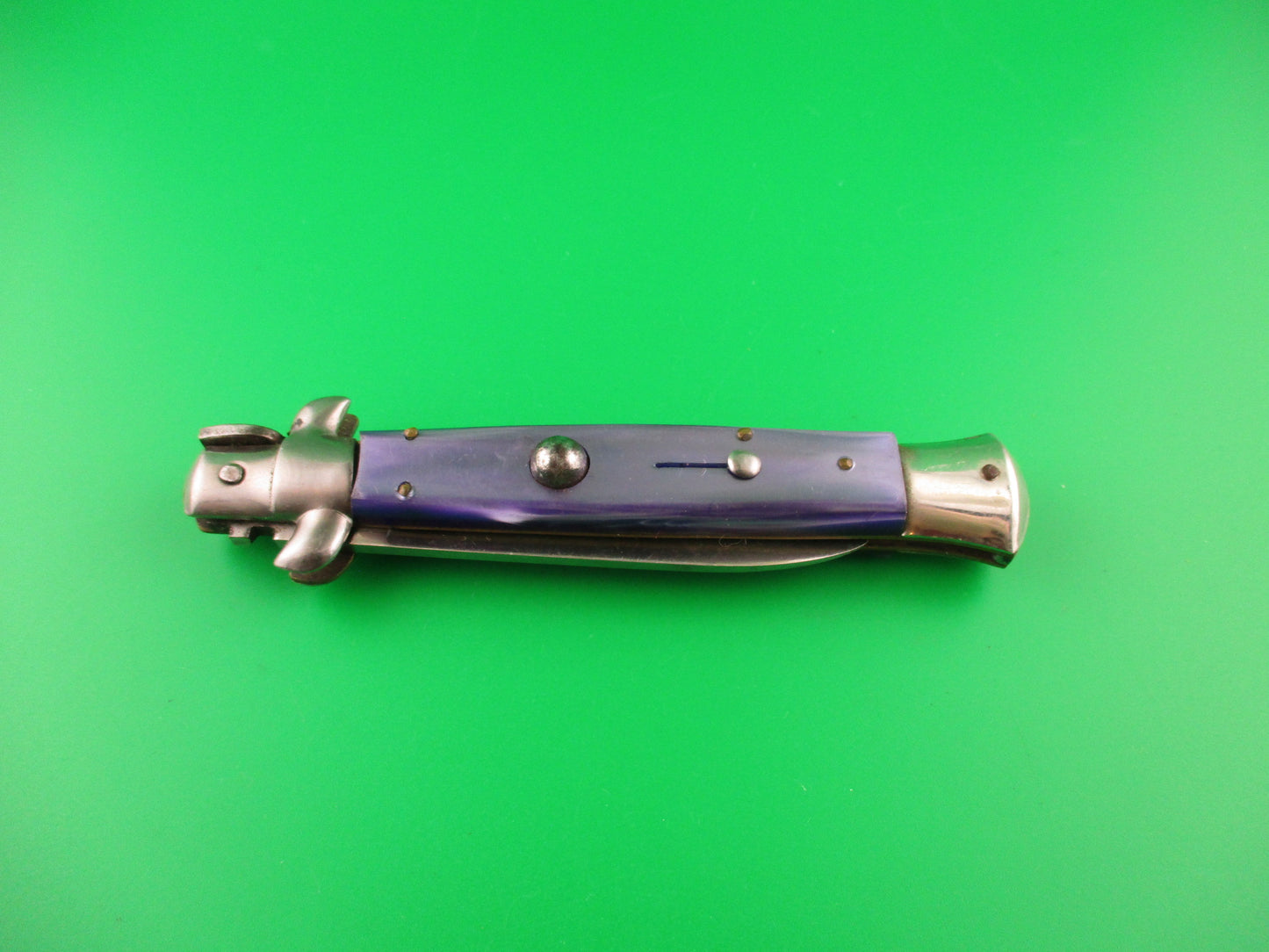 Rostfrei (slant) 21cm Italian Swivel bolster stiletto Purple Acrylic automatic knife